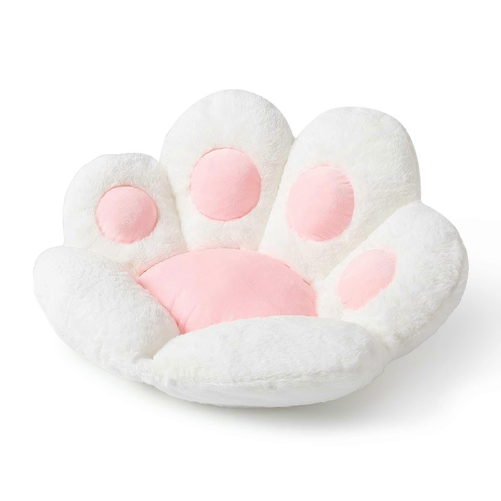 LINJOU Cat Paw Cushion Comfy Kawaii Chair Cushion Bear Paw Lazy Sofa Office Floor Pillow 70 x 60cm White