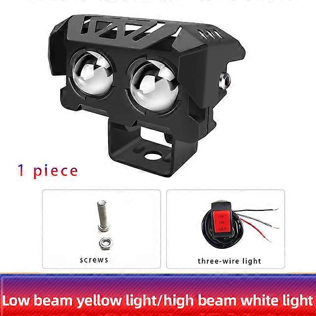 Motorcycle Mini Driving Light Headlight Vehicle Lighting s 2 Lens White Yellow ATV Scooter LED Auxiliary Spotlights Fog Lamp Working Spot Lights