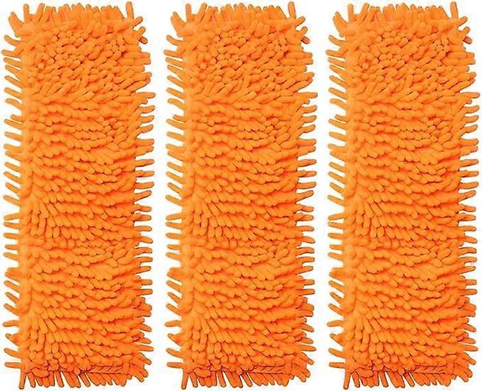 Retractable Microfiber Floor Mop Cleaner (x3 Replacement Mop Heads Orange), Sweeper Wood Laminate Tile Wet and Dry