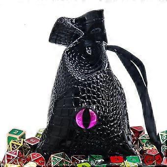 D&D Dungeons & Dragons LARP Leather Dice Bag with Drawstring for Coins and Accessories Gifts Round Eye