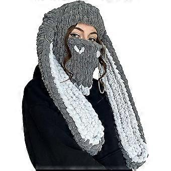 SEICARINO Rabbit Ears Balaclava バラクラバ Bunny Balaclava Hat with Rabbit Ears Crochet Face Ski Mask Winter