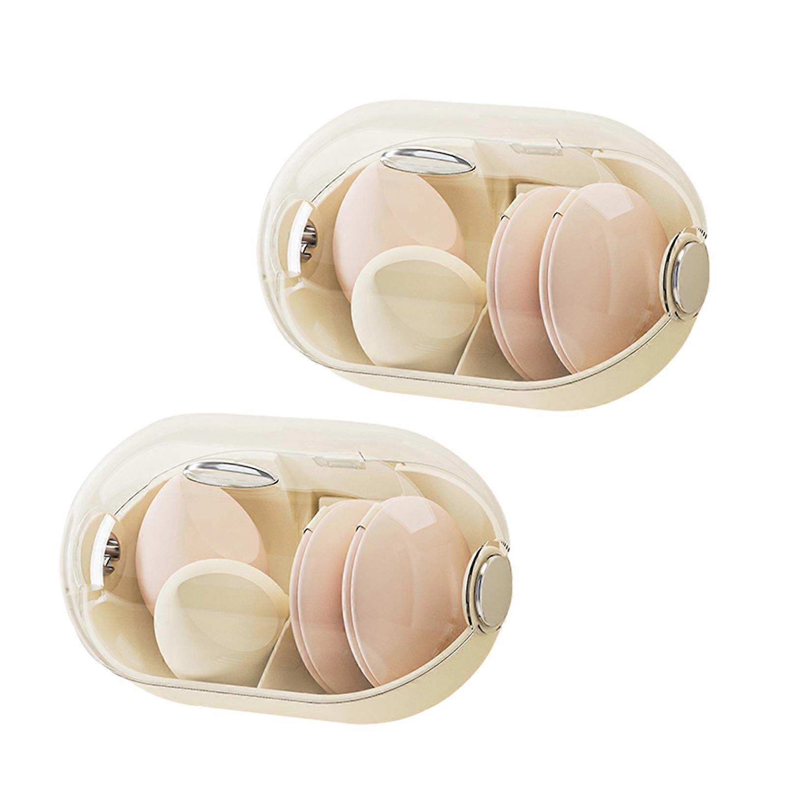2PCS Dustproof Makeup Sponge Holder Transparent Cosmetic Sponge Organizer