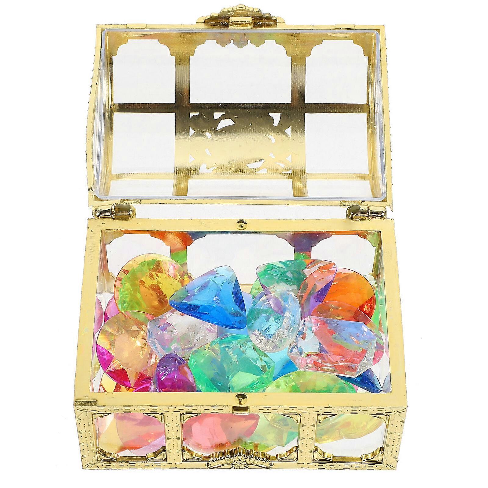 1 σετ καταδύσεων Gem Pool Toy Big Colorful Diamond Diving Toy με Treasure Box Chest Pirate Pool Toys