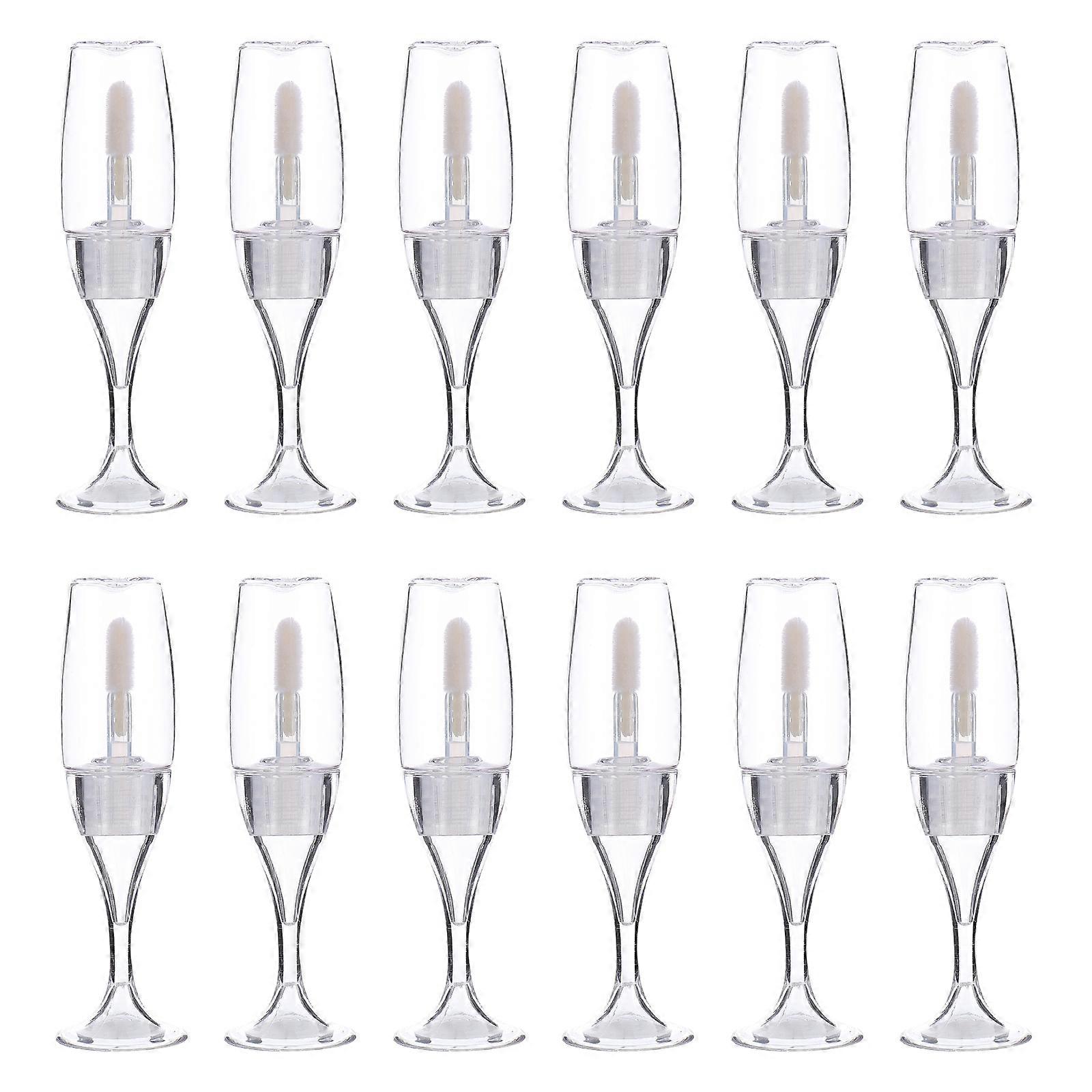 12 botellas rellenables con forma de copa de vino para brillo labial.