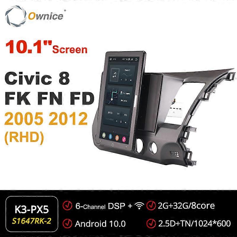 Tesla Style PX6 Android 10 Car DVD Player 13.3" Auto Rotatable Navigation GPS Stereo Radio For Honda Civic 8 FK FN FD 2005-2012