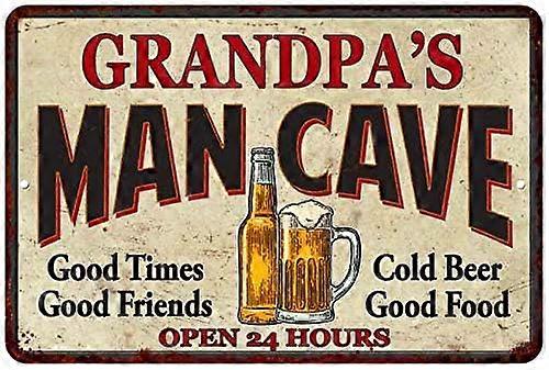 おじいちゃんの男の洞窟パーソナライズされた金属看板8 x 12高光沢金属208120011003