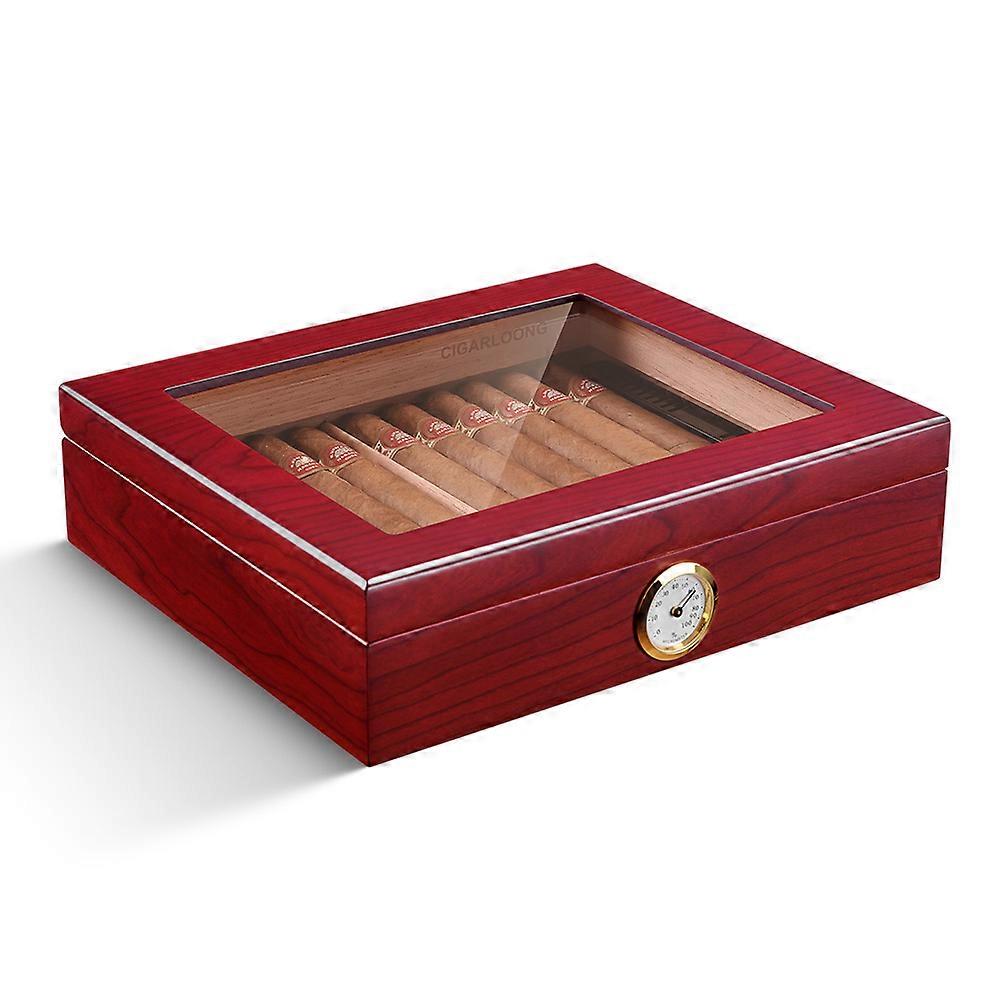 Tragbare Zigarren-Humidor-Box mit Glasplatte Zigarre mit Zedernholz Reise-Zigarrenetui mit Luftbefeuchter-Hygrometer
