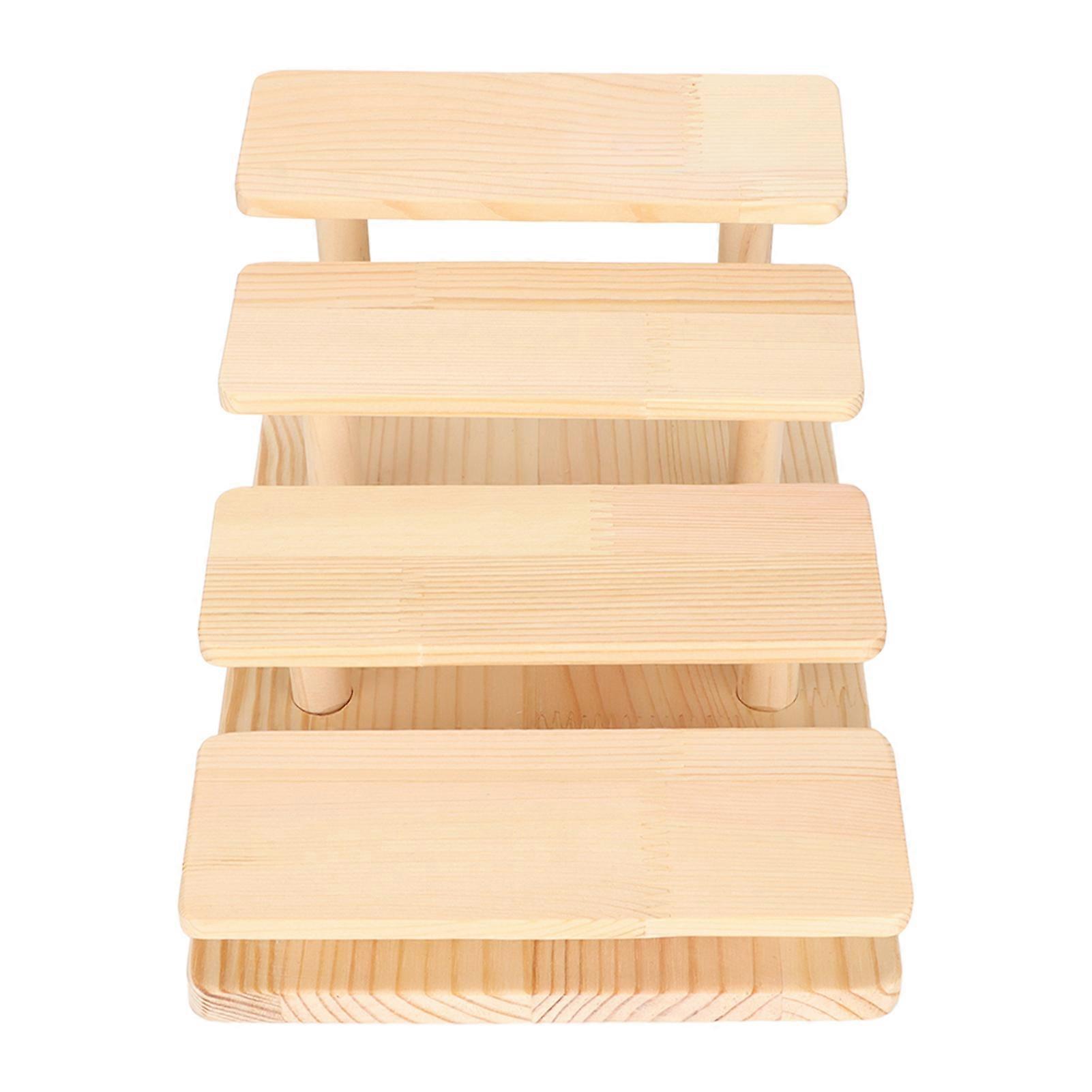 Eyeglasses Frame Stand Log Material Storage Display Function Multiple Heights Rustic Style Wooden Glasses Holder 4 Layers