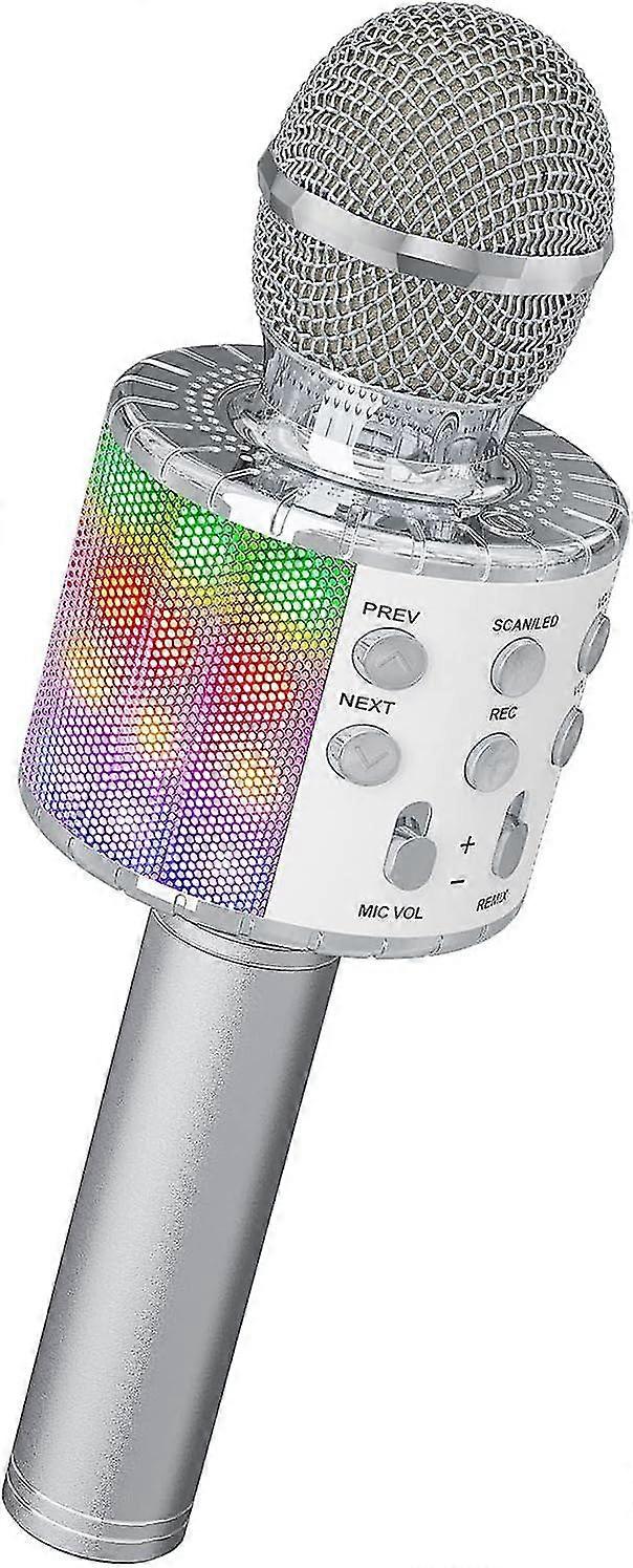 Karaoke Wireless Microphone, Bluetooth Dancing LED Lights Handheld Portable Speaker Karaoke Machine
