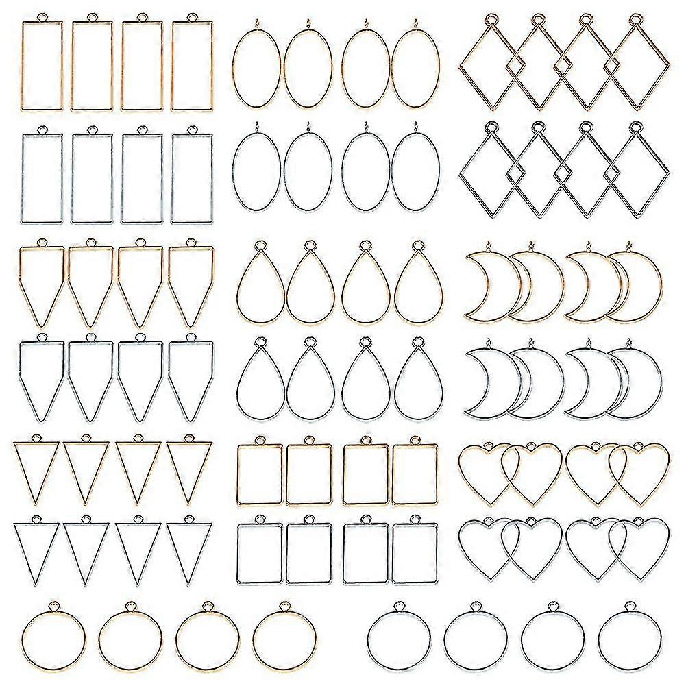 80 Pcs Assorted Open Metal Bezels For Resin Pressed Frame Charms Earring And Necklaces Making Frame