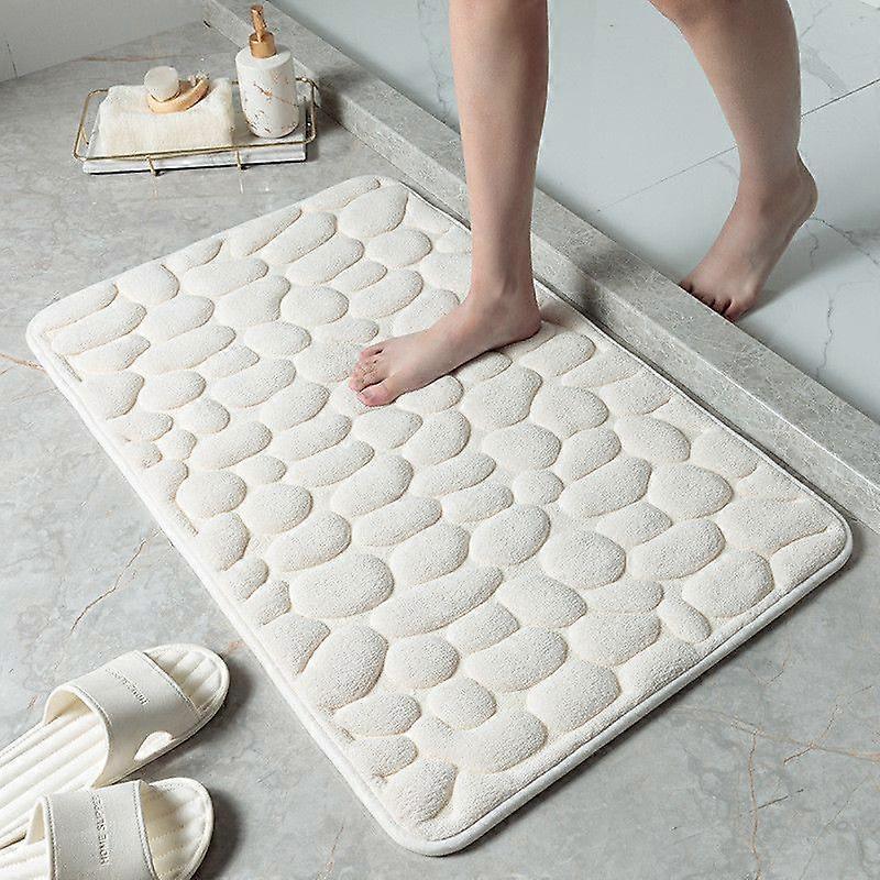 Cobblestone Embossed Bathroom Bath Mat Non-slip Carpets Memory Foam Pad