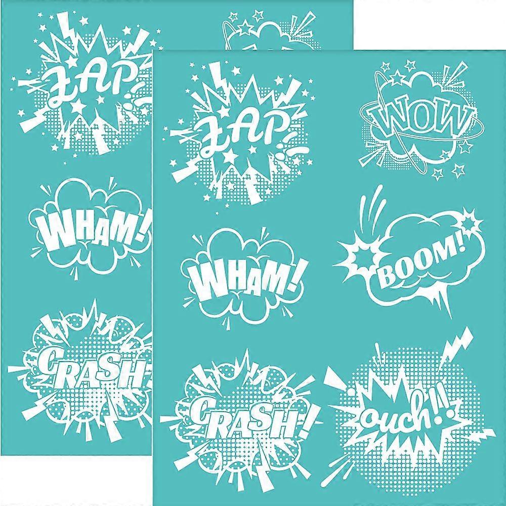 Self-Adhesive Silk Screen Printing Stencil for Painting on Wood DIY Decoration T-Shirt Fabric Turquoise Dialog Box Pattern 280x220mm