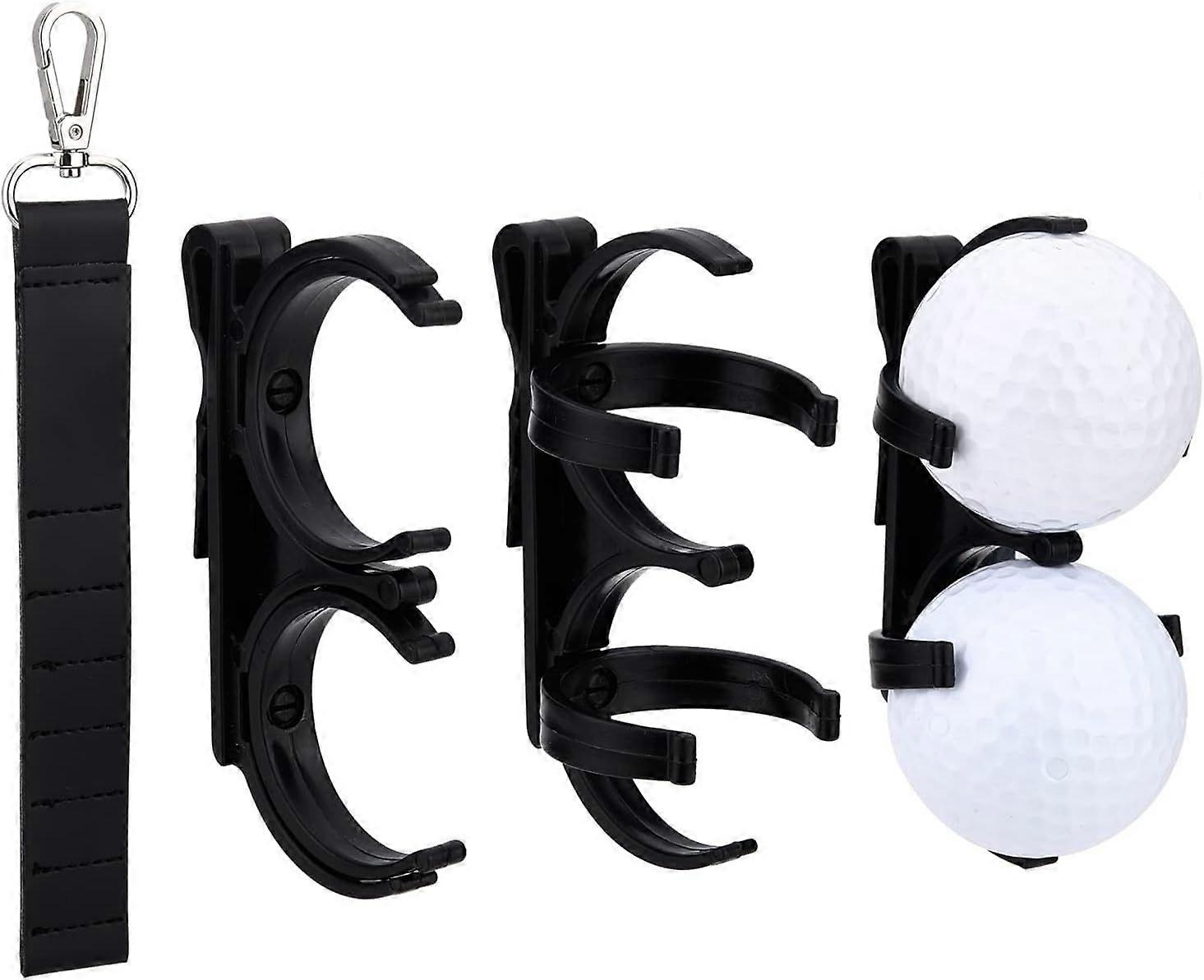 1Pcs PU Leather Golf Tee Holder 7 Tee Golf Ball Holder with 3pcs ABS Plastic Double Clip Ball Holder Organizer Golf Ball Cover for Golfer Golfing Spor