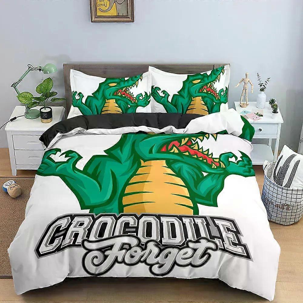 x1776 Lakan Tecknad dinosaurie mönster Lyx påslakan sängkläder set för barnrum tvillingstorlek hemtextil / st 3-delat sängkläder (1 täcke