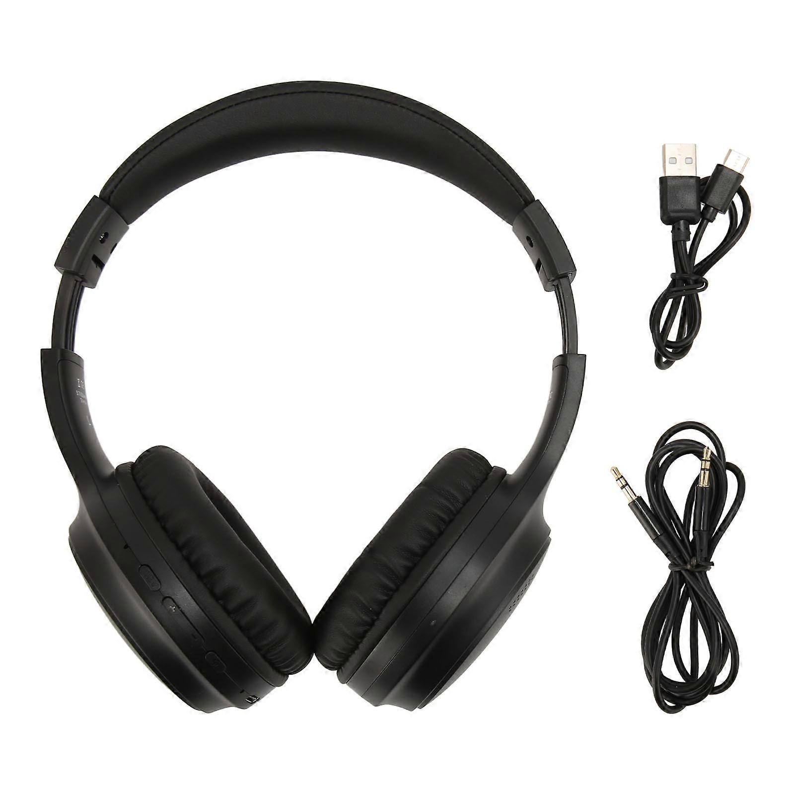 Active Noise Cancelling Bluetooth Headphones, Dual Playback Mode, Foldable, Wireless, for Travel and Office, Black