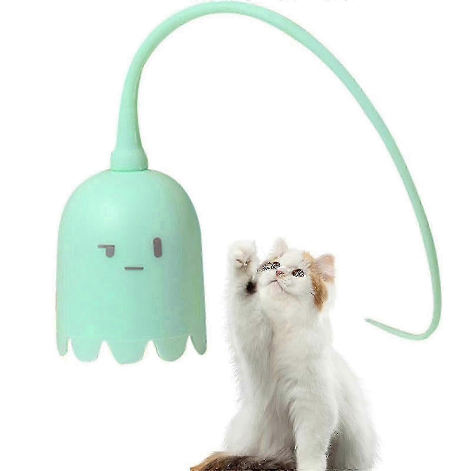 Cat Wand Toy, Automatic Silicone Tail Teaser Toy 2 In 1 Electronic Interactive Cat Toy With Led Light For Indoor Cats Rechargeable Exercise Toy