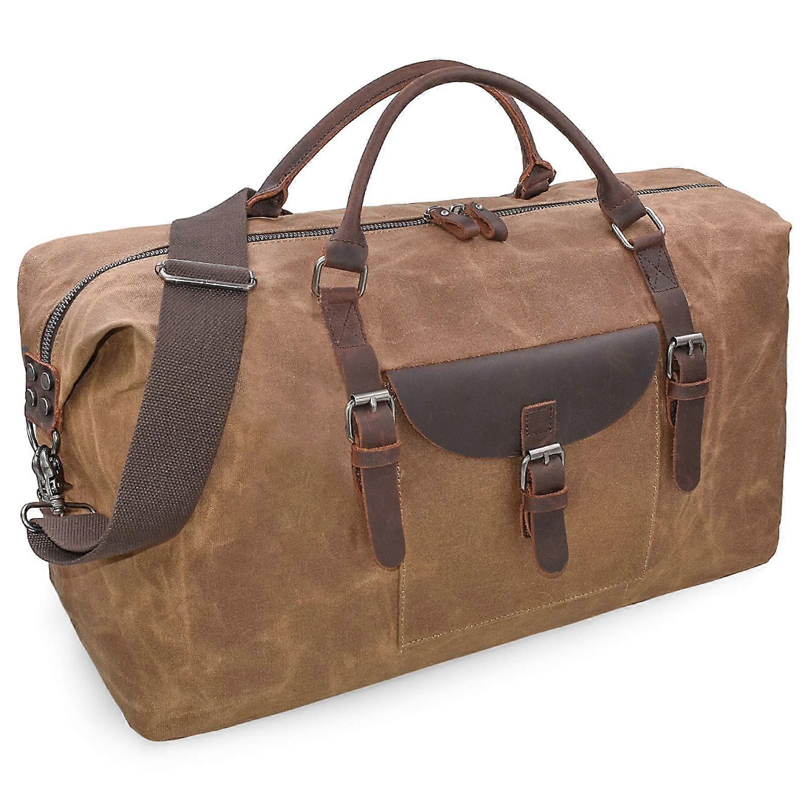 Canvas Leather Duffel Bag for Travel Large Size