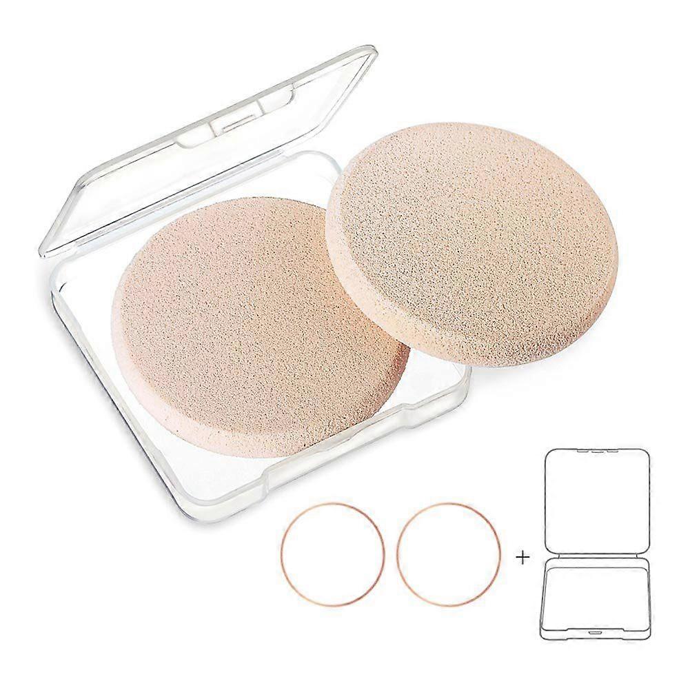 2pcs Round Makeup Sponges with Travel Case, Compact Powder Puff fast