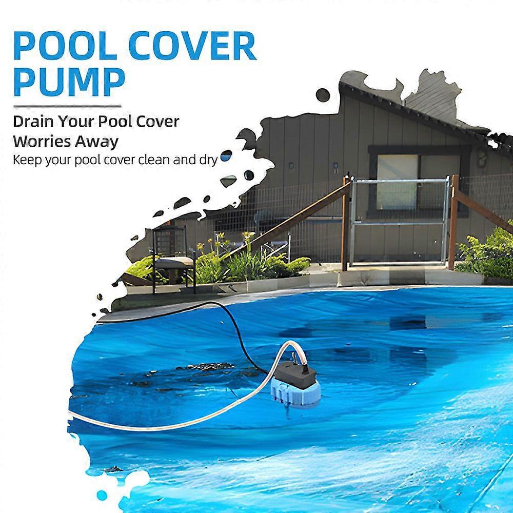 Pool Cover Pump Above Ground Submersible Sump Pump 75W 2000L/H Swimming Water Removal Pump with 3 Adapters 16ft Drainage Hose and 25ft Power Cord