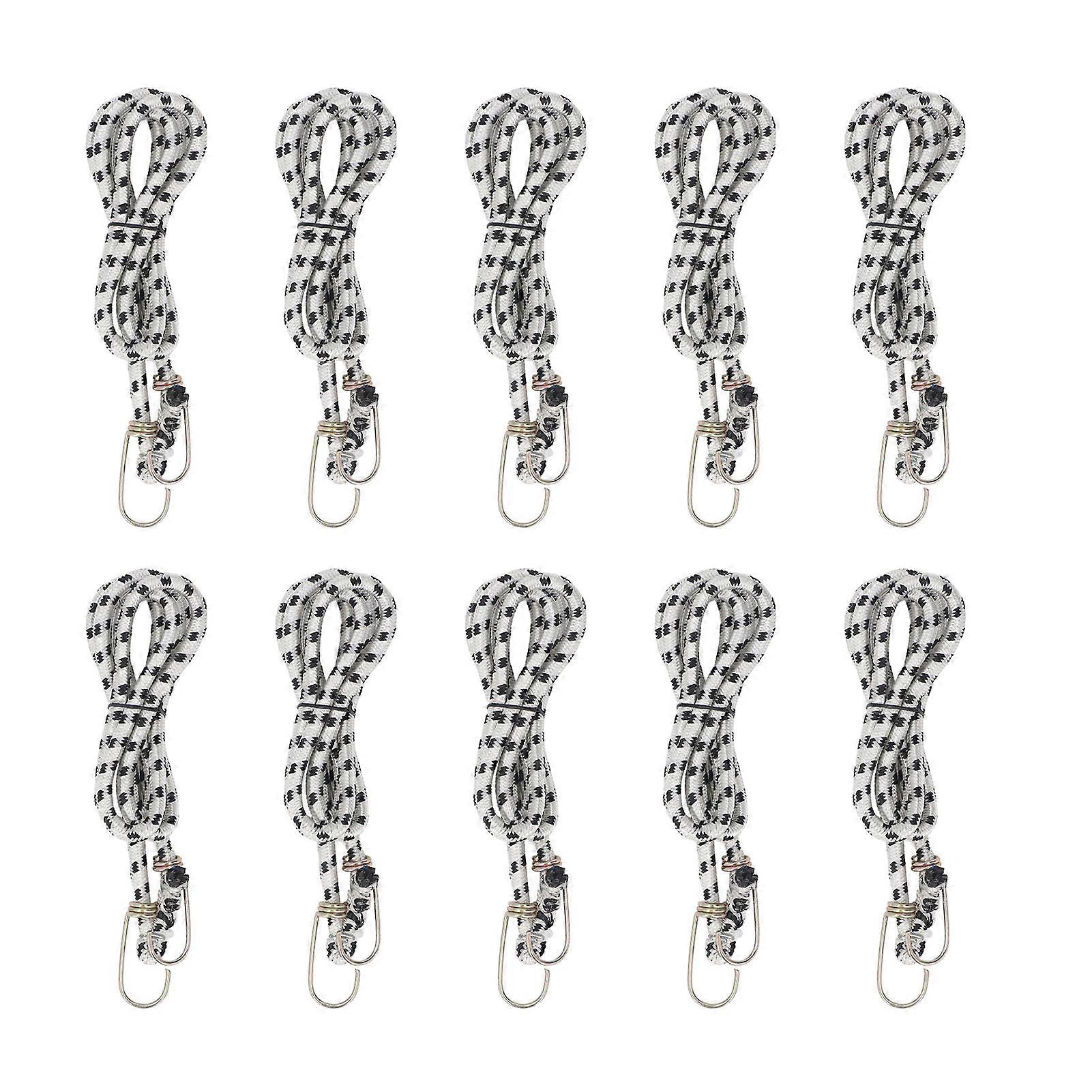 10PCS Rubber Elastic Rope with Hook Heavy Duty Tie Down Stretch String for Binding Packaging Securing Projects 1.5m / 4.9ft