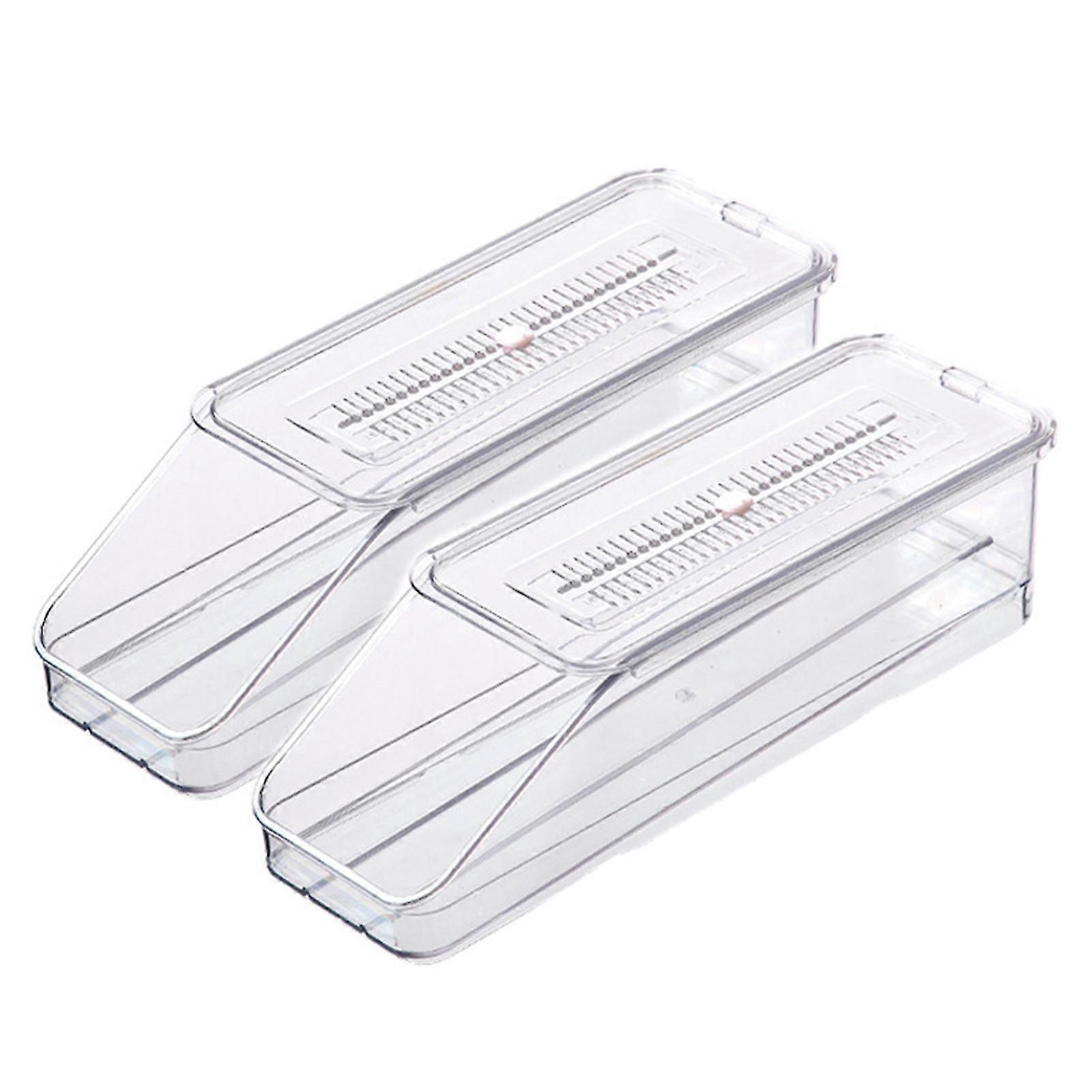 WXH2 Pcs Fridge Egg Storage Box Automatic Rolling Large Capacity Space-Saving Stackble Egg Organizer Refrigerator Side Door Egg Dispenser Egg Carton D