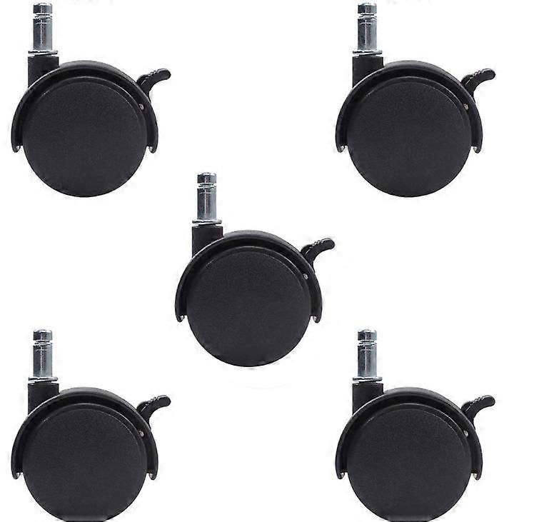 5 Pack Nylon Wheel Caster Wheels With Brake, 50Mm Diameter, Universal Swivel Casters With Locking Function