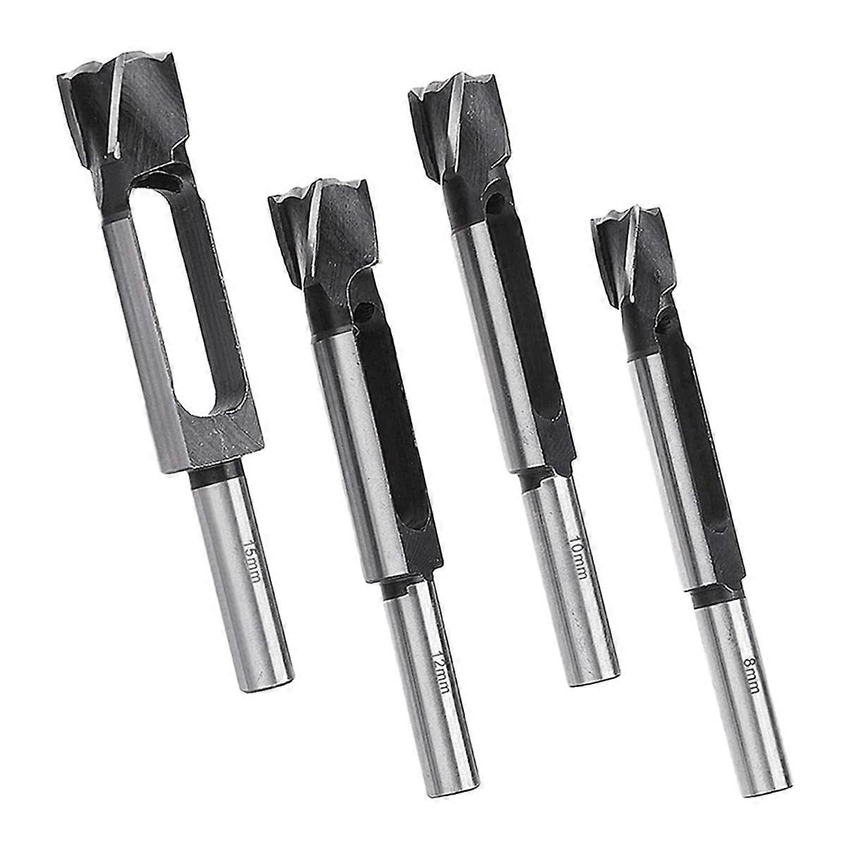 4 PCS 8/10/12/15mm Wood Dowel Plug Cutter with 13mm Shank, Tenon Dowel Cutting Tools Woodworking Dr