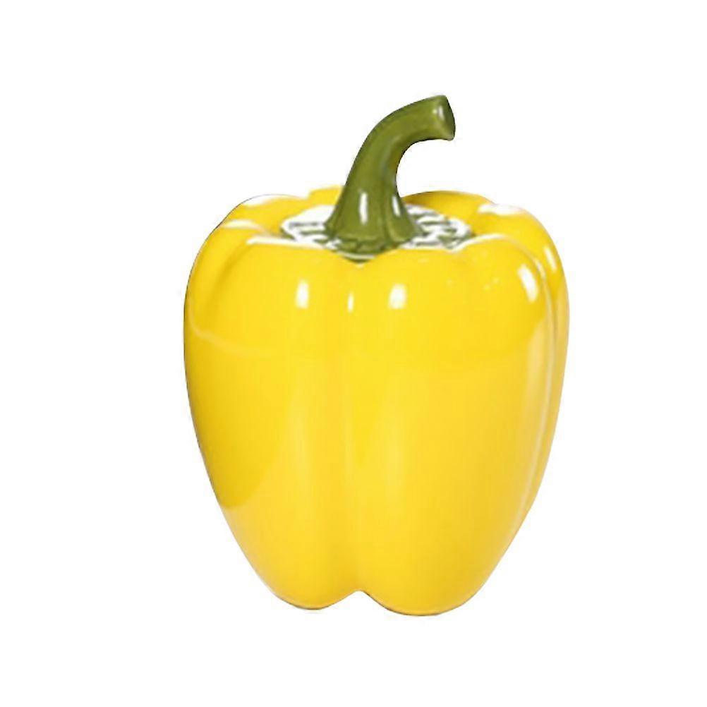 Pepper Shaped Storage Jar Sealing Container Tea Storage Can Desktop Display Jar Ceramics Storage Container For Home Shop (Yellow)