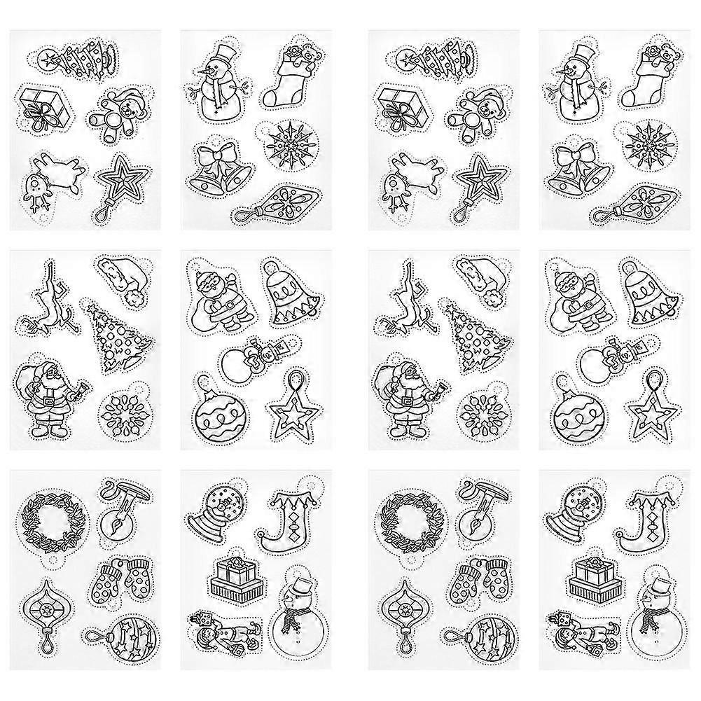 12Pcs Heat Shrink Sheets Christmas Set Small Patterned DIY HandMade Accessories