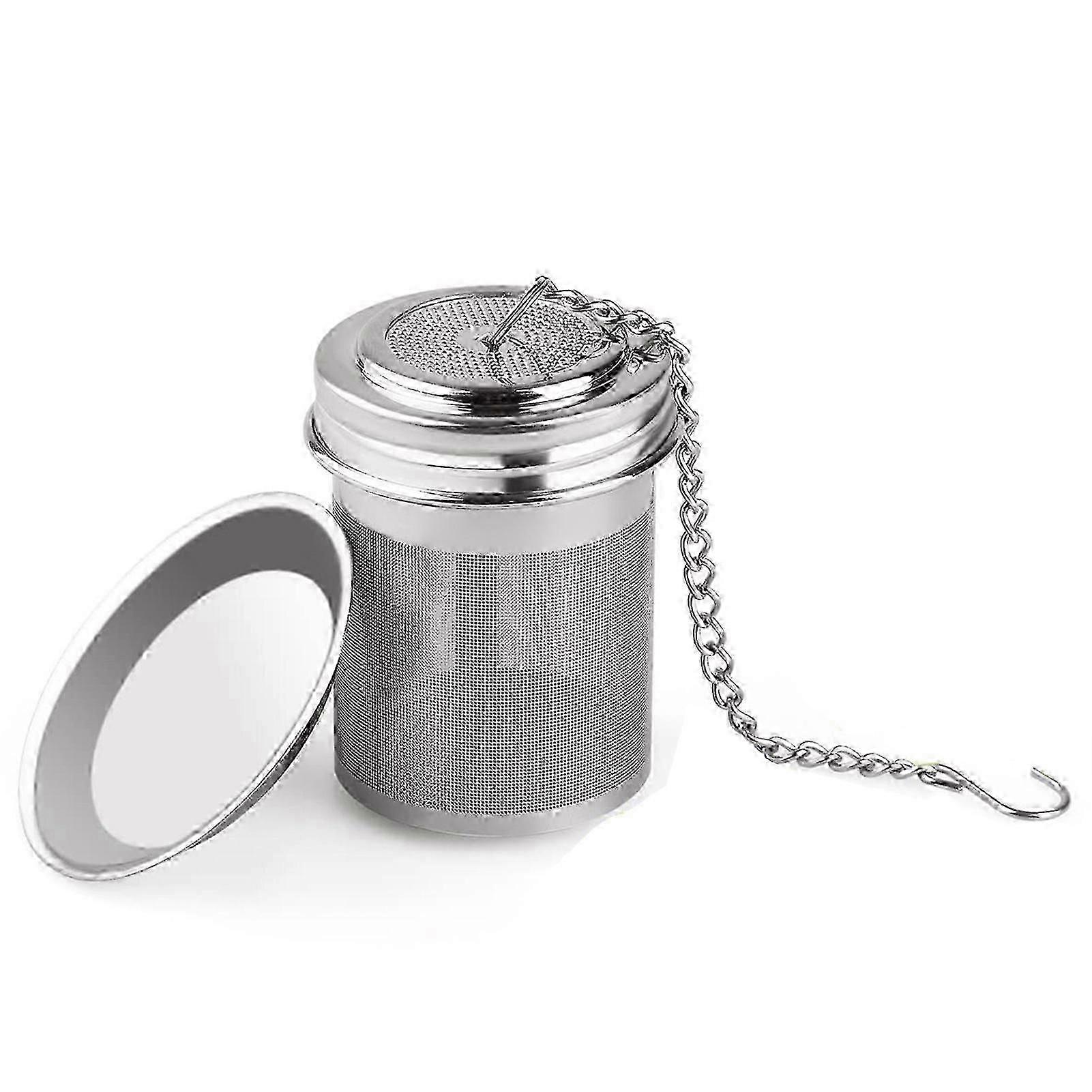 Simple Cylindrical Tea Strainer Extended Chain Hook Modern Design Suitable for Brew Tea