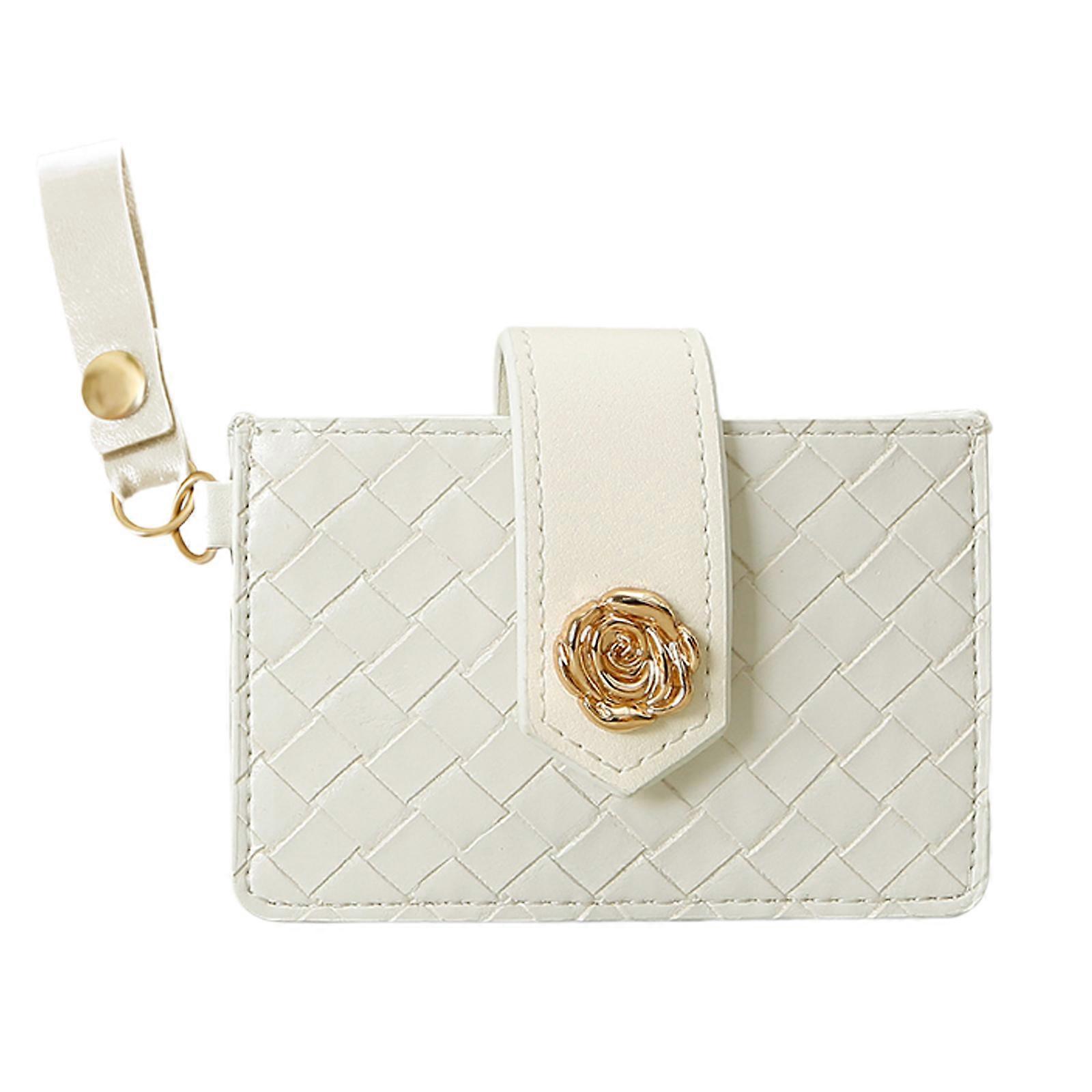 Secure Travel Card Organized with Blocking Protection Compact PU Leather Short Coin Purse Wallet for Cards White