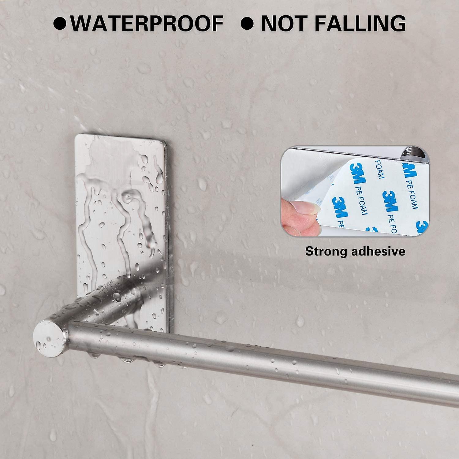 Self Adhesive Towel Bar For Bathroom Or Kitchen Brushed Stainless Steel