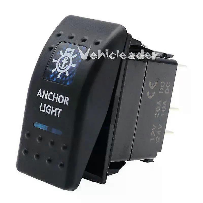 1pcs 12V 24V 5 Pin Car Boat Caravan Rocker Switches Waterproof Rocker Switch Dual Blue LED Light Bar