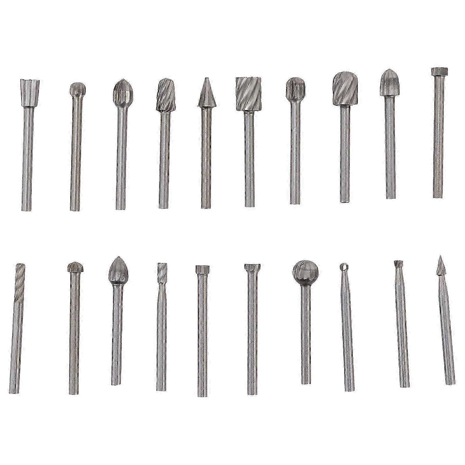 20Pcs HSS Burr Set for Wood Carving, Drill Bits, Grinding, Woodworking, Milling Cutters with Chamfering Function