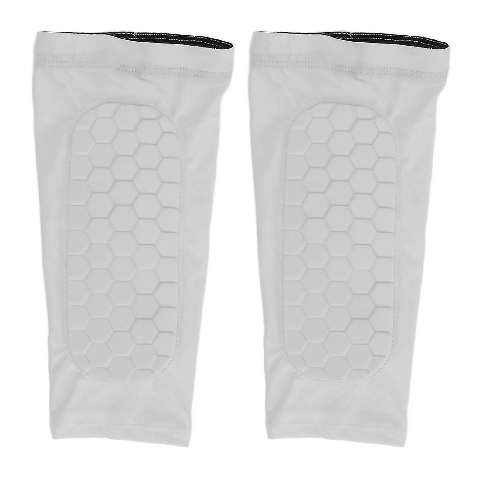 Pack Adult Football Calf Shin Sleeves Non-Slip Breathable Compression Sleeves with Honeycomb Pad for Baseball Basketball White XL