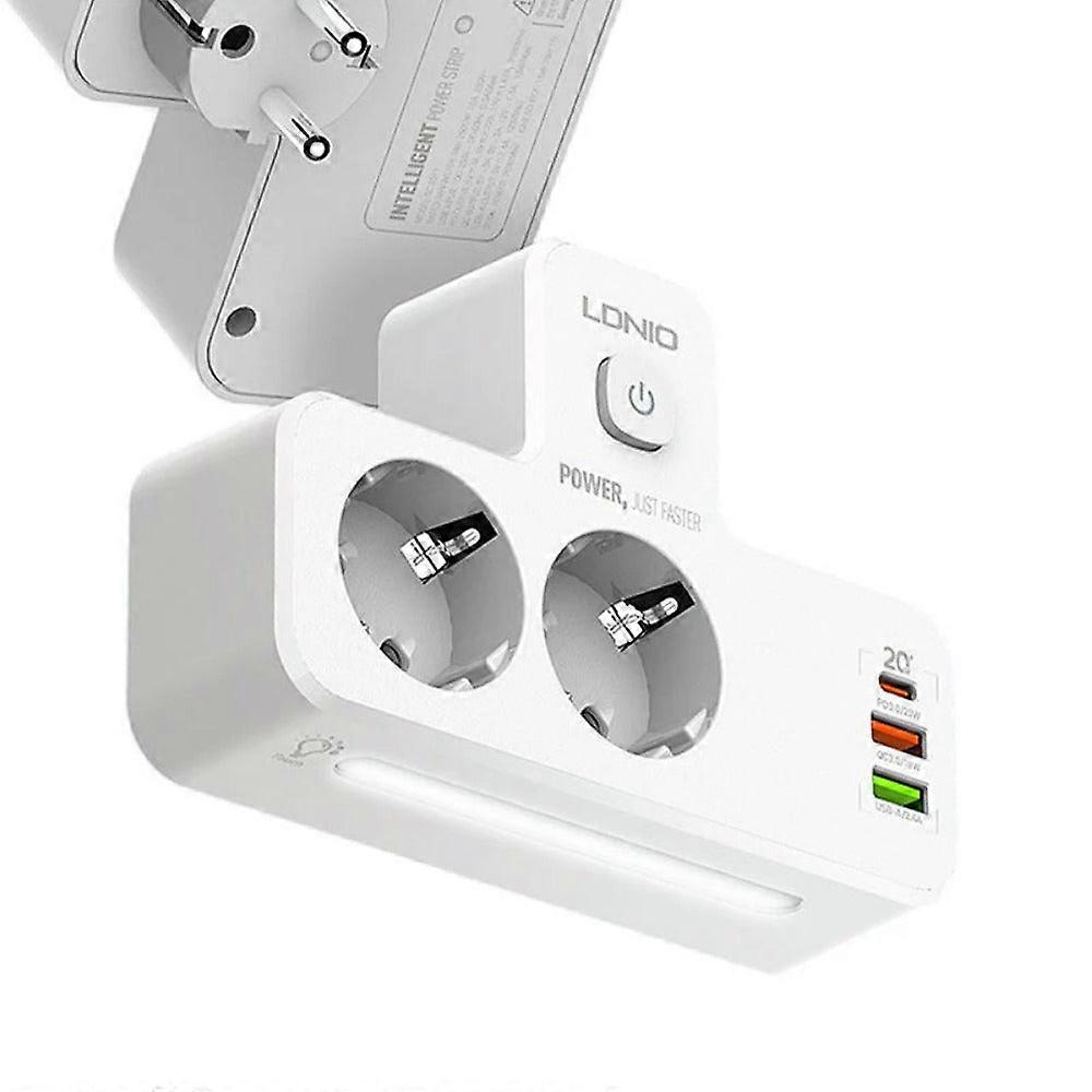 Power Strip: 2 Eu Outlets, 2 Usb-a, Usb-c, 2500w, Fast Charging, Compact Design, Ideal For Travel & Home Use