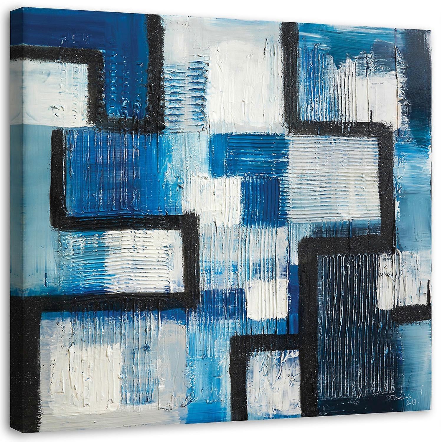 Impression sur toile, Abstraction Bleue - 30x30