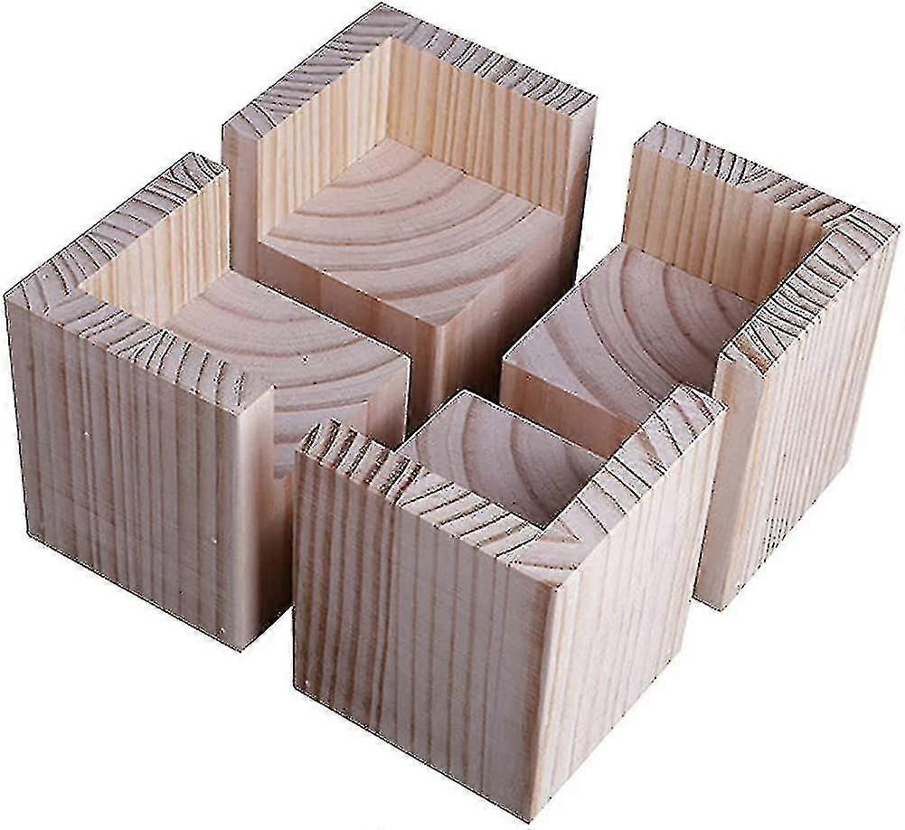 Heavy Duty Wood Bed Risers for Beds, Sofas, Desks - 4 Pack