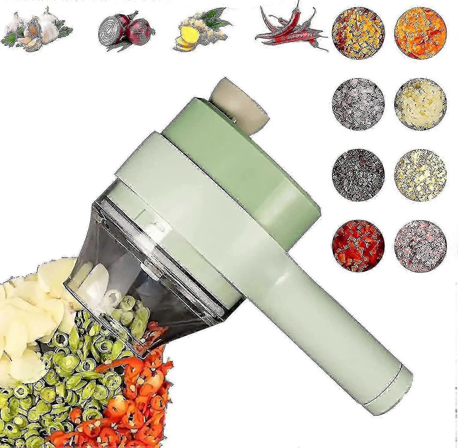 4 In 1 Portable Electric Vegetable Cutter Set For Garlic Chili Onion