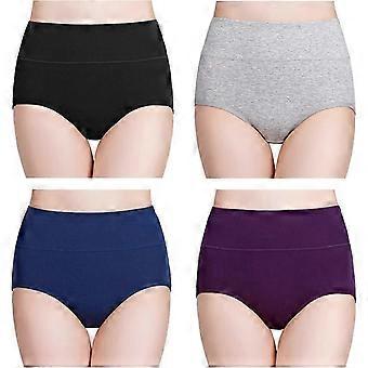 Women's Cotton Underwear High Waisted Ladies Panties Full Coverage Briefs 4 Pack