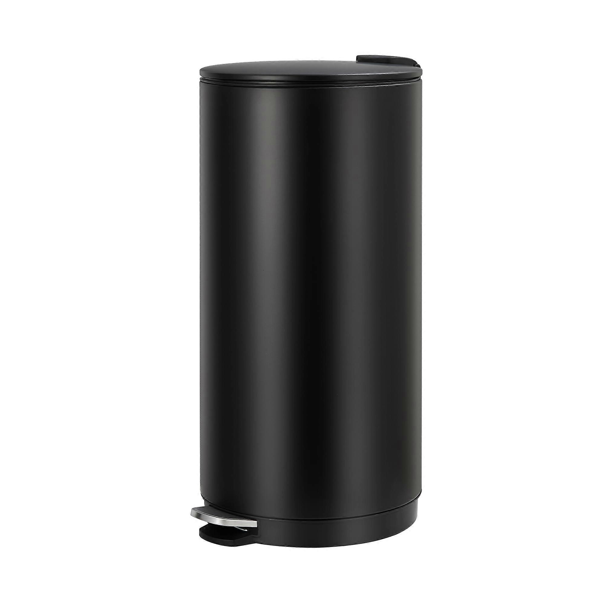 8 Gallon Round Trash Can with SoftClose Lid and Foot Pedal, Compact Kitchen Trash Can
