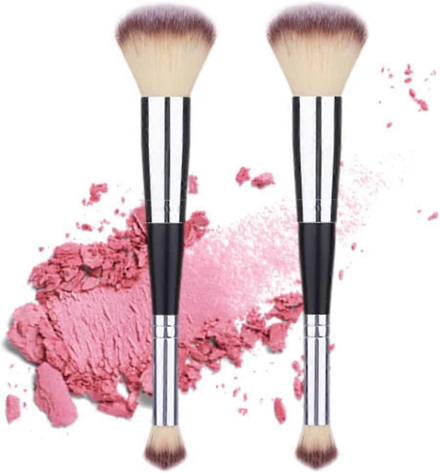 Makeup Brush Dual Ends 2 in 1 (Double Ends Black Silver) 2 Pieces(H-4)