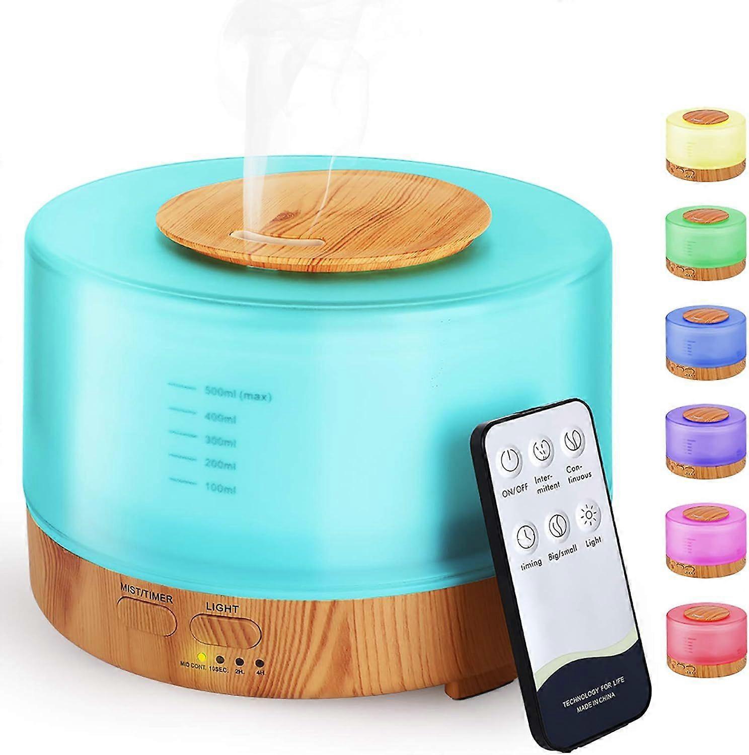 Essential Oil Diffuser 500mlQuiet Ultrasonic Air Humidifier Cool Mist Aroma Electric Fragrance 7 Colors with APP-Yellow