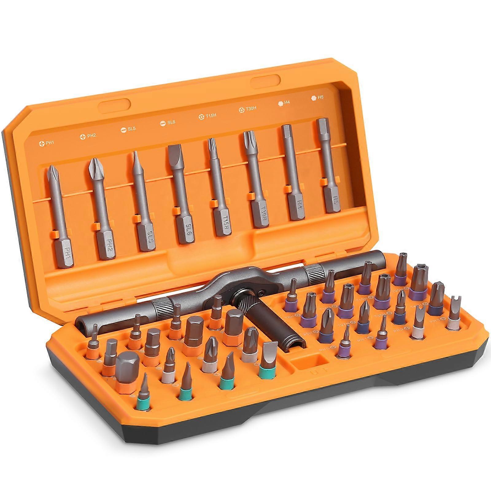 42 in 1 Ratchet Screwdriver Kit with 40 Magnetic Bits, Adjustable Rotatable Handle, Precision Repair Tool Set