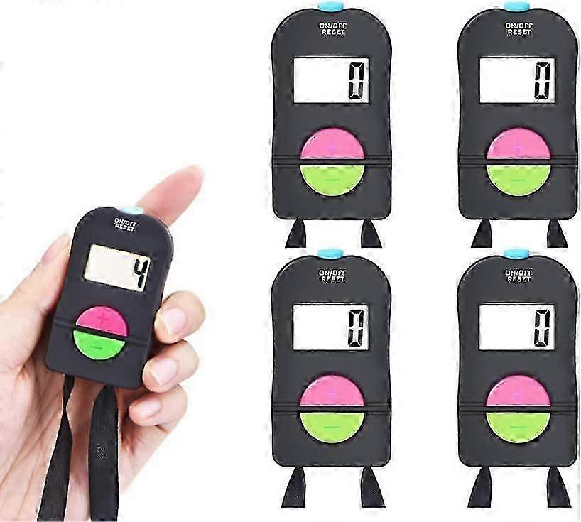 4PCS Electronic Digital Hand Tally Counter, Golf Sports Counter, Manual Addition Subtraction Electronic Clicker, Digital Hand Held Counter with Lanyar