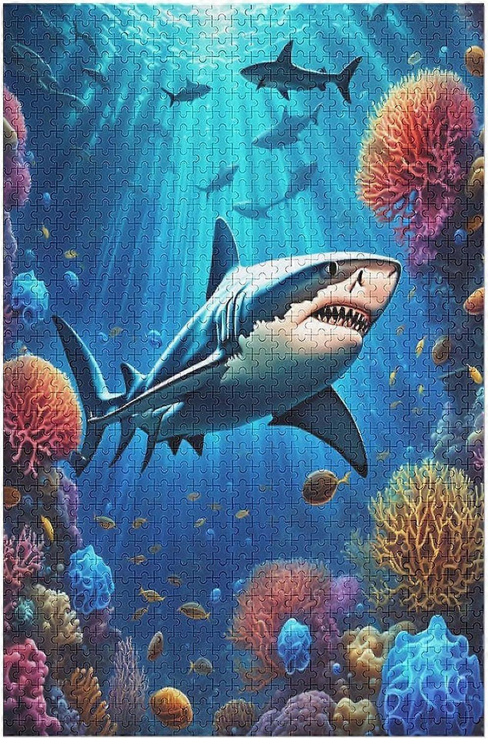 Jigsaw Puzzles for Adults 1000 pieces Shark Wooden Puzzle Relaxing Puzzle Jigsaw Game Brain Teasers style 4055