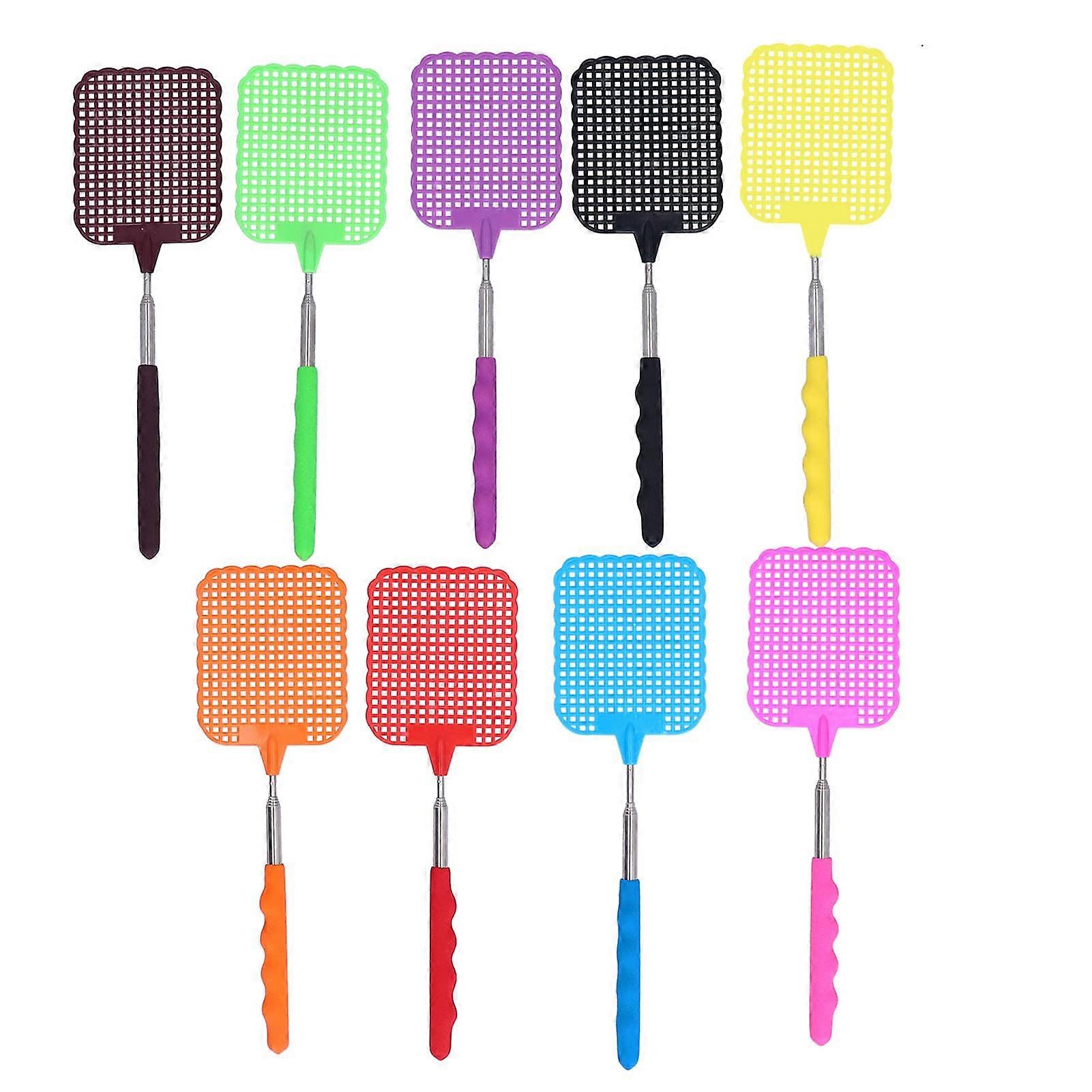 9PCS Scacciamosche in plastica Multi Pack Mini Swatter Fly con asta retrattile in acciaio inossidabile