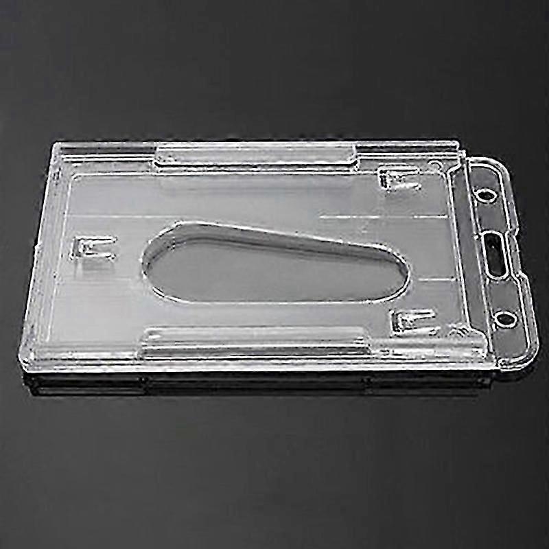 10x6cm Plastic Transparent Vertical Hard Double Side Business ID Card Holder