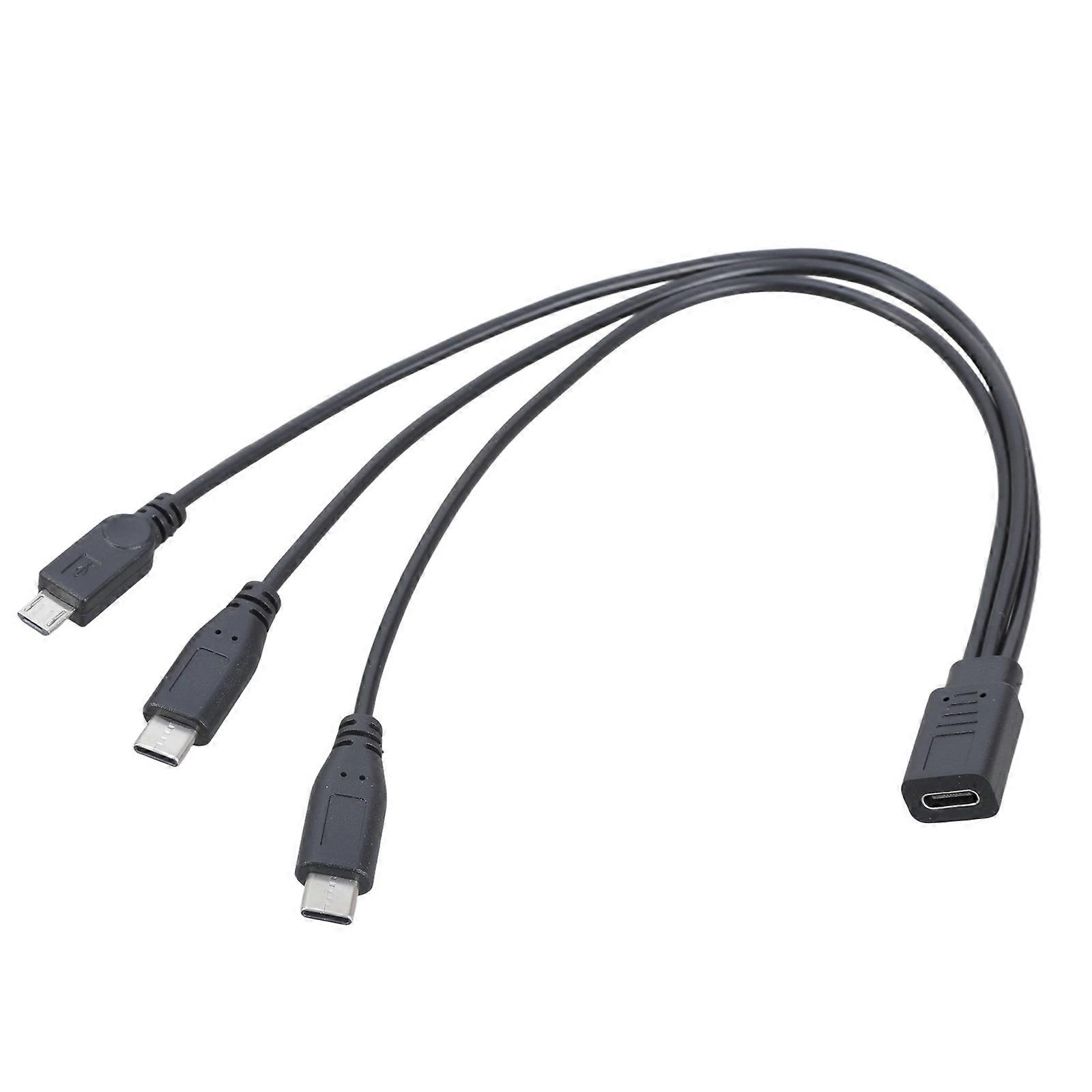 30cm in Length Charging Adapter Cable Charging Cord USB C Female to 2 Type-C & 5Pin USB Male Cable for Phone Tablet