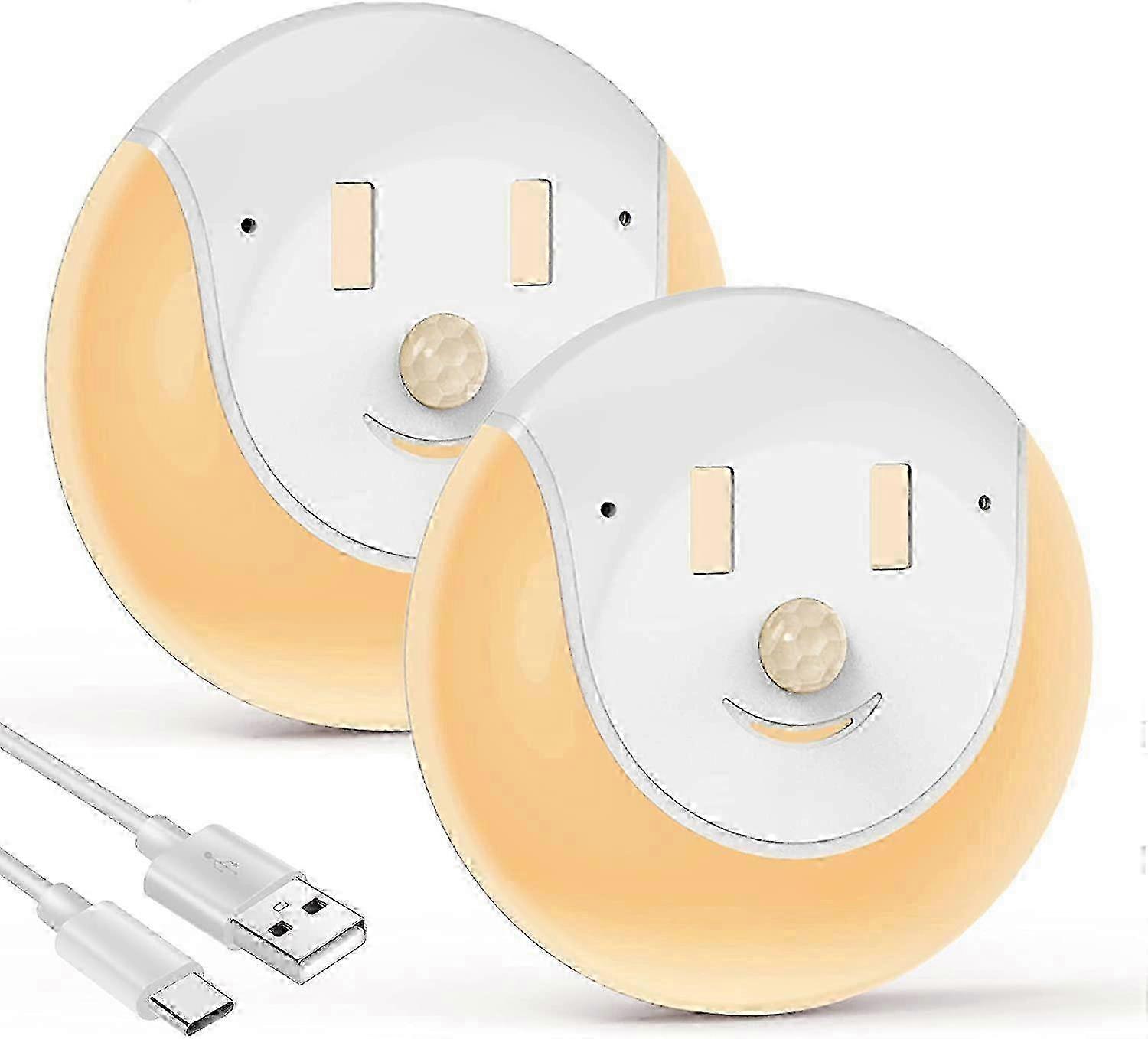 LED Night Light with Motion Sensor - USB Rechargeable - 3 Modes (On/Off/Auto) - Lampm [2 Pieces]  Model hwy